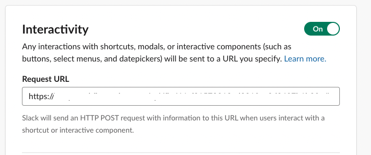 Slack Request URL configuration
